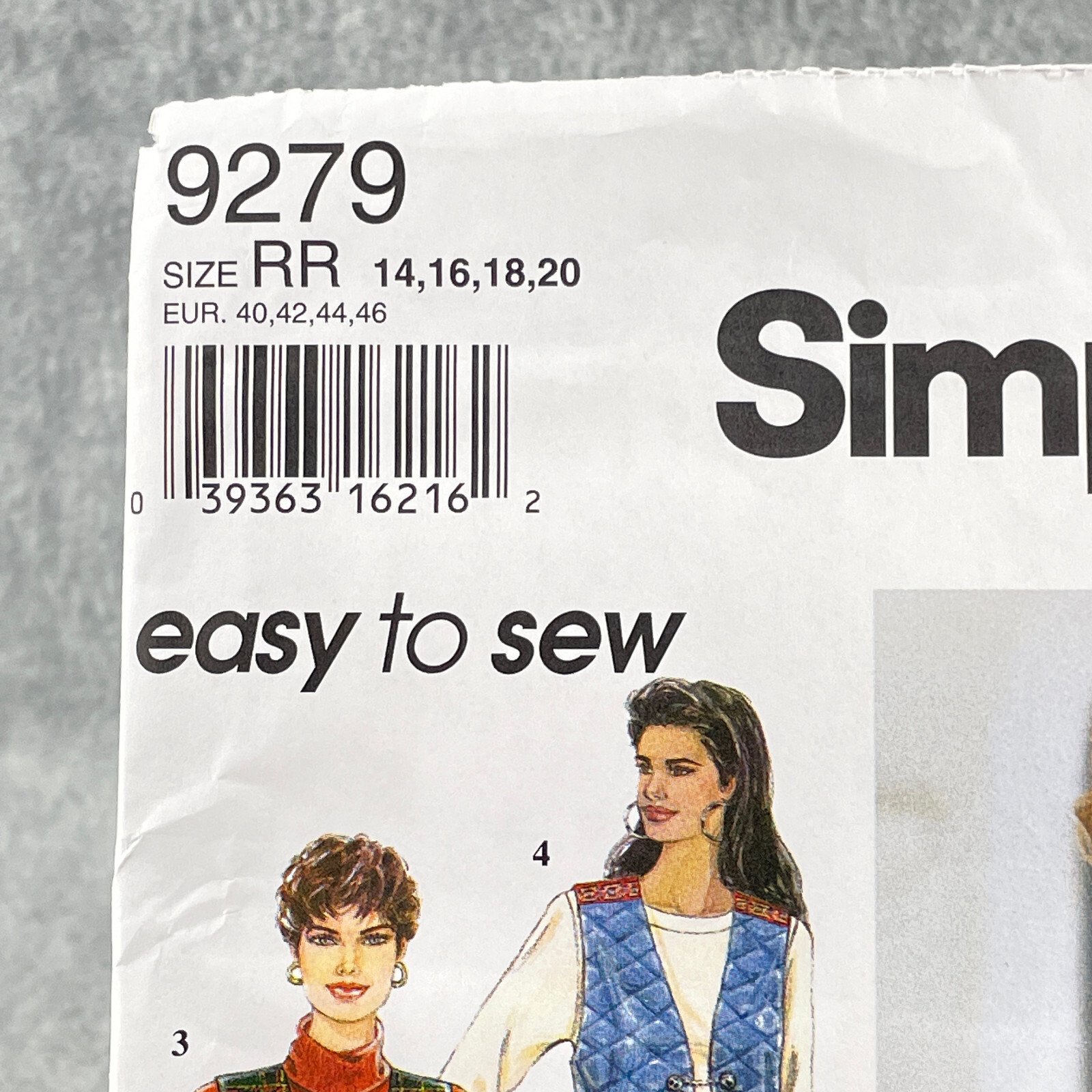 Simplicity 9279 Plus Size Lined Vests Misses Size 14 20 Sewing Pattern Easy