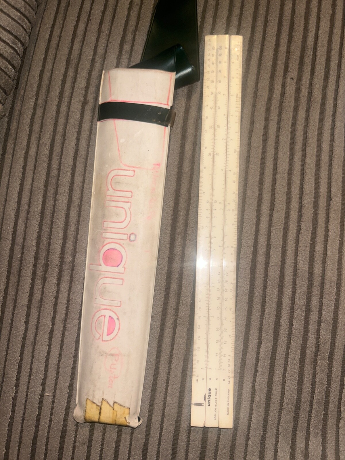 VINTAGE  UNIQUE LOG LOG SLIDE RULE IN case made in England