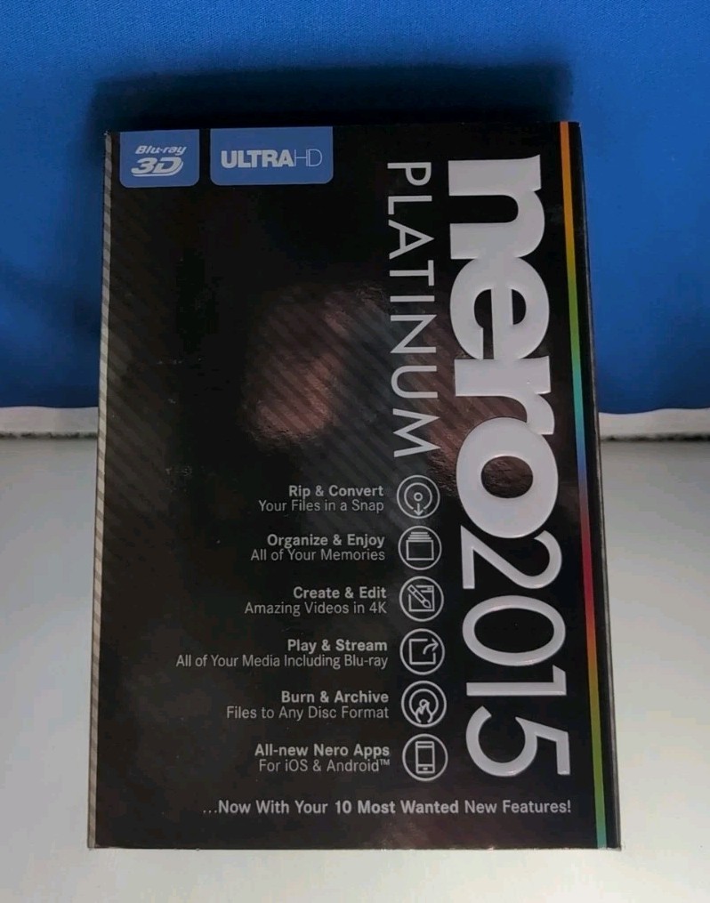 Nero 2015 Platinum Multimedia Suite - 4K Video Editing & Blu-ray - NIB Sealed