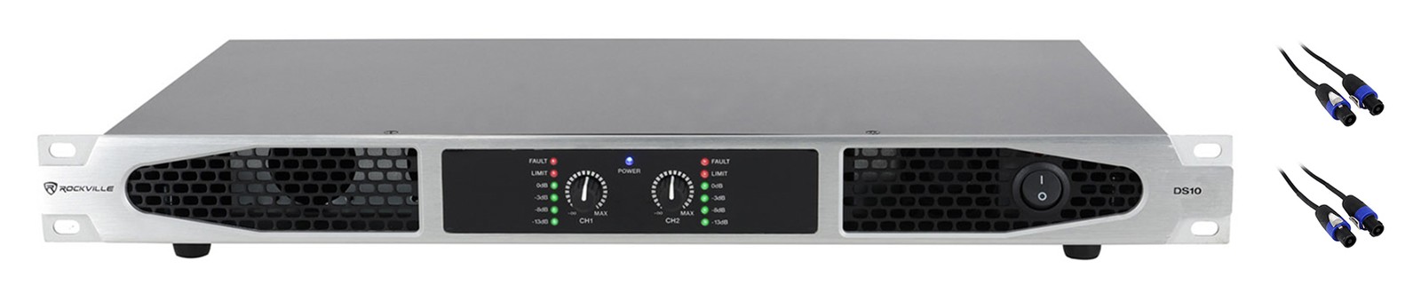 Rockville DS10 3500 Watt Peak/900w RMS 2 Channel Power Amplifier+Speakon Cables