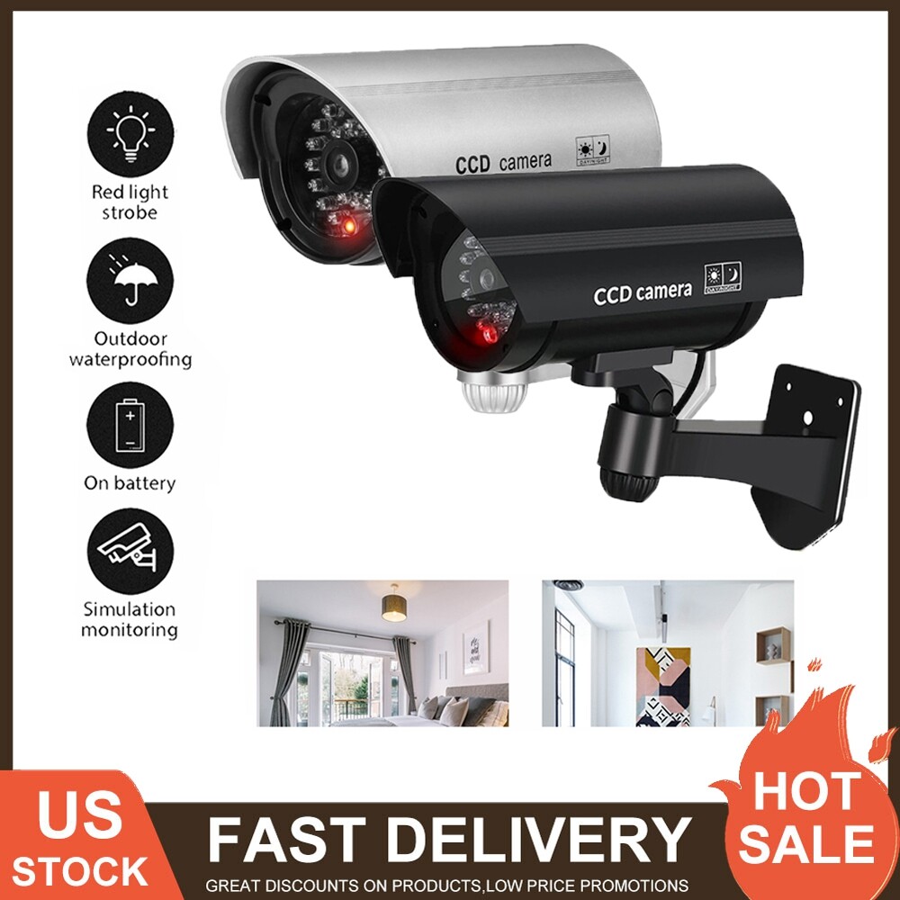 Fake Security Camera Outdoor Garden Wall Security Flashing LED Light Waterproof