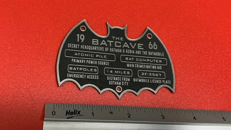 CUSTOM 1966 BATCAVE DISPLAY PLACARD PLAQUE BATMAN TV SERIES BATMOBILE