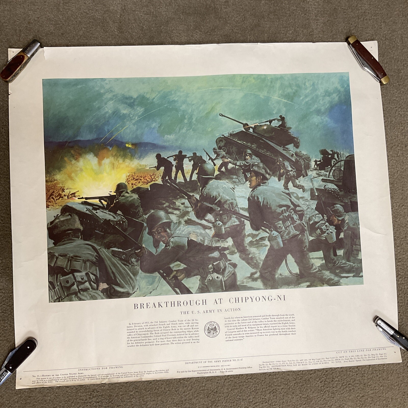 VINTAGE H.CHARLES MCBARRON "BREAKTHROUGH AT CHIPYONG-NI" CIVIL WAR POSTER