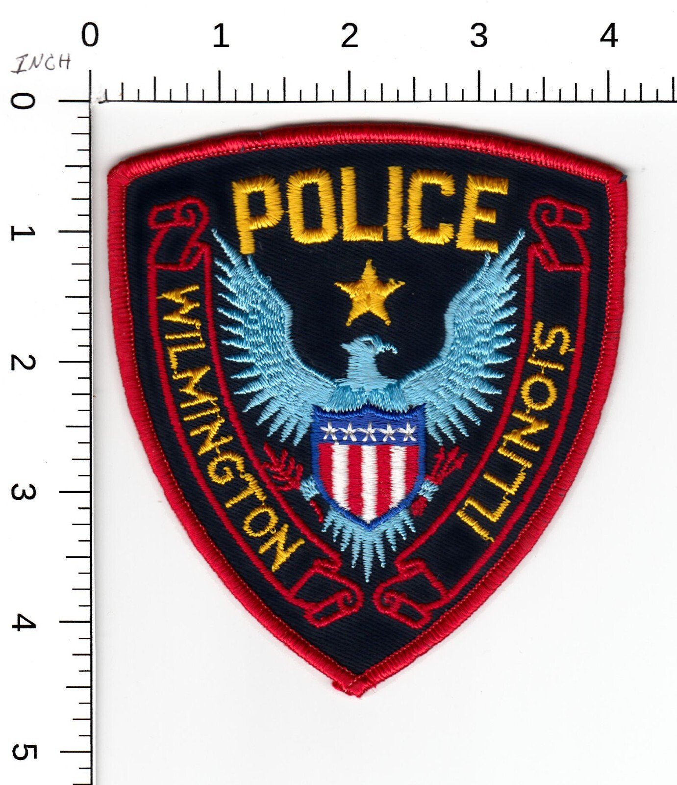 OLDER- WILMINGTON (RED BORDER STOCK EAGLE) ILLINOIS POLICE COLLECTIBLE PATCH