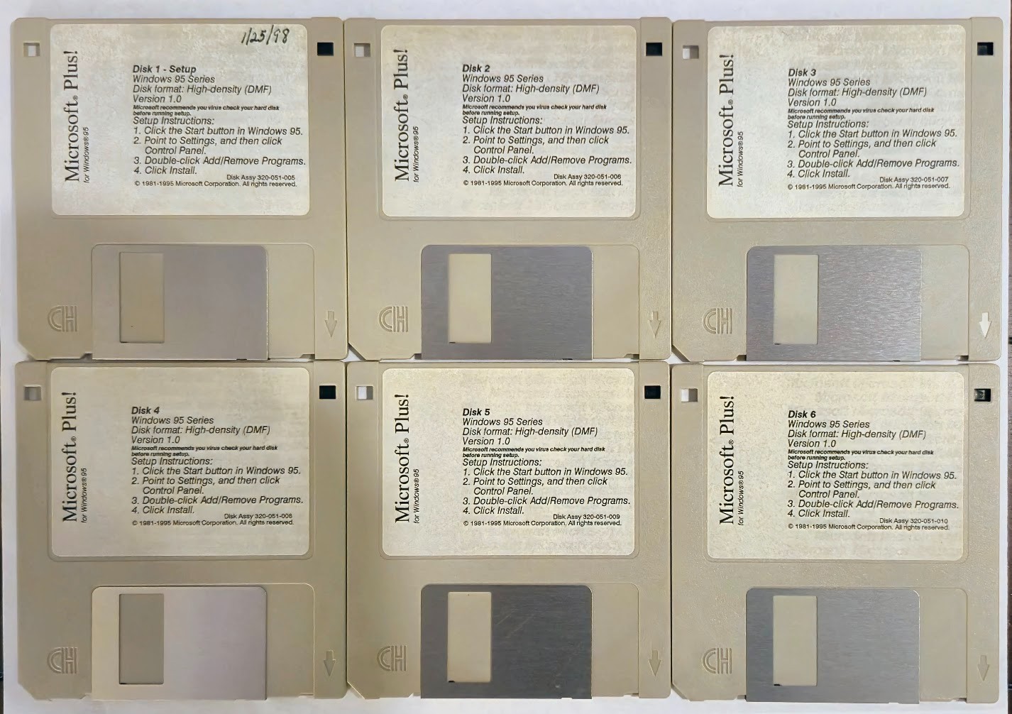 Microsoft Plus! for Windows 95 3.5" Floppy Disk Set 6-Disk DMF Tested Vintage