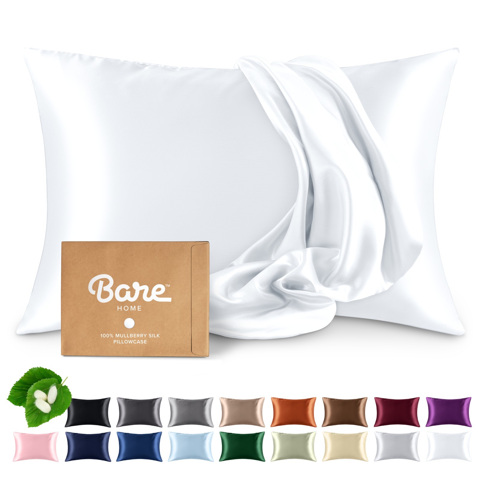 Bare Home 1 Pc Mulberry Silk Pillowcase for Hair and Skin, 19 Momme Silk