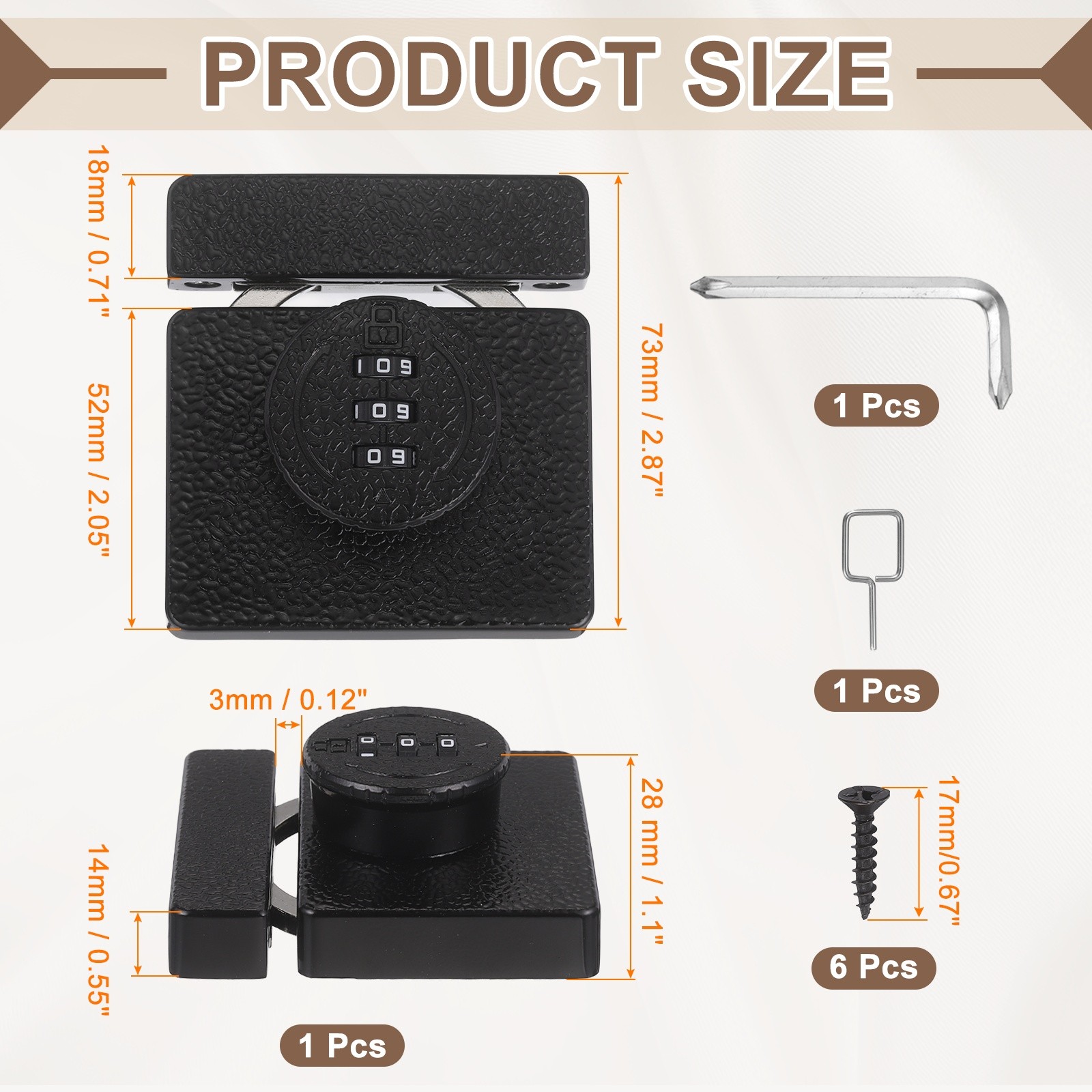 Combination Cabinet Lock 3 Digit Keyless Password Rotary Hasp Locks Black