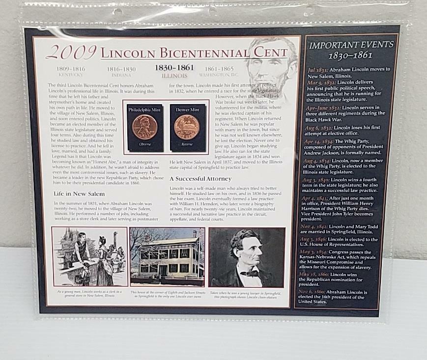 2009 Lincoln Cent | Copper Cent | Bradford Authenticated Panel 3