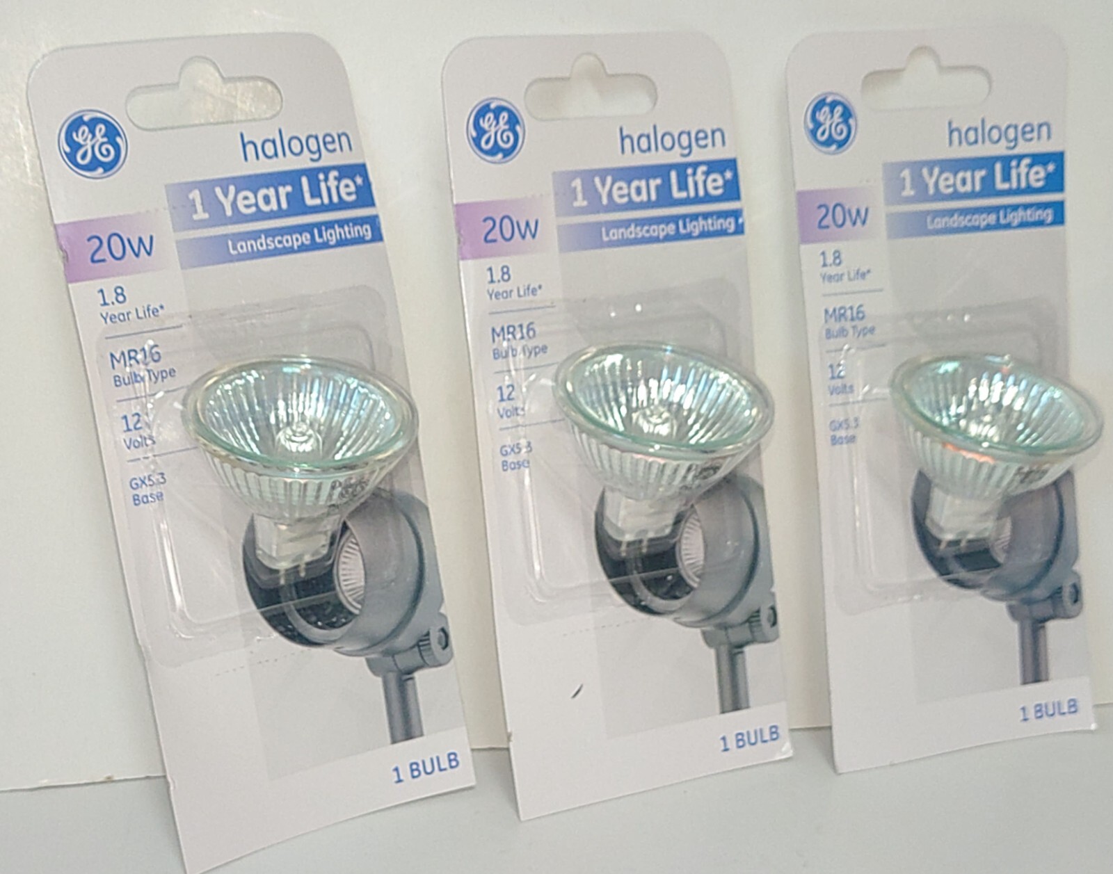 GE 20W 12 Volts 275 Lumens MR16 Landscape Flood Light Bulbs 3 Pack 84584