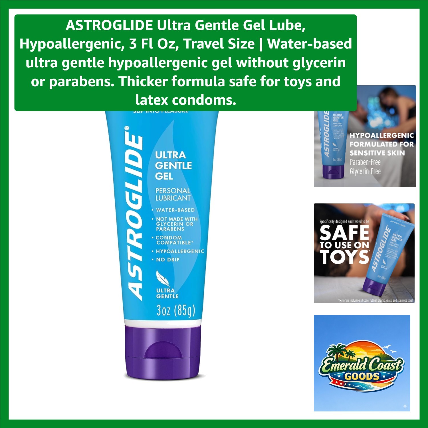 Ultra Gentle Gel Lube, Hypoallergenic, 3 Fl Oz, Travel Size | Water-based ult...