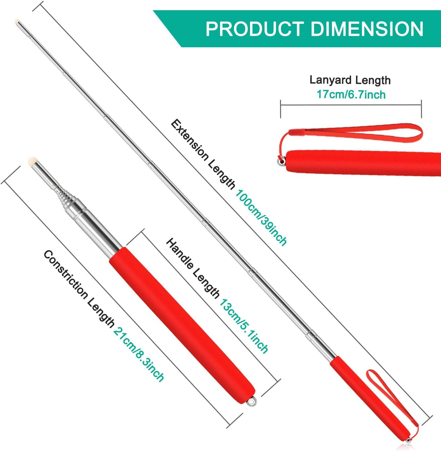3 Pack Telescopic Teachers Pointer Retractable Handheld Presenter Extendable ...