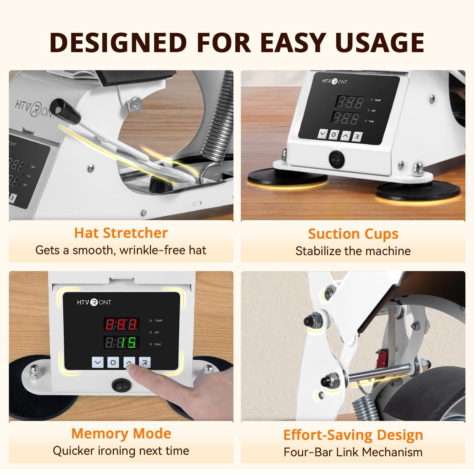 Hat Press Machine - Hat Press Heat Machine for Caps with 2 Platens & Caps Str...