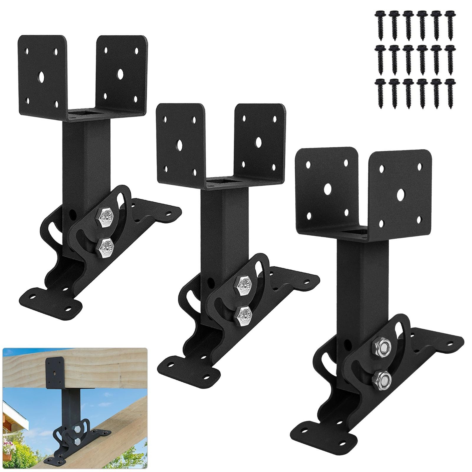 3Pcs Roof Riser Brackets Kit Pergola Roof Riser Beam Bracket, Heavy Duty Roof...
