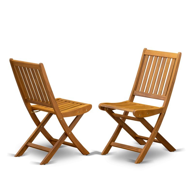 East West Furniture Beasley 7-piece Patio Dining Set w/ Slat Back in Natural Oil