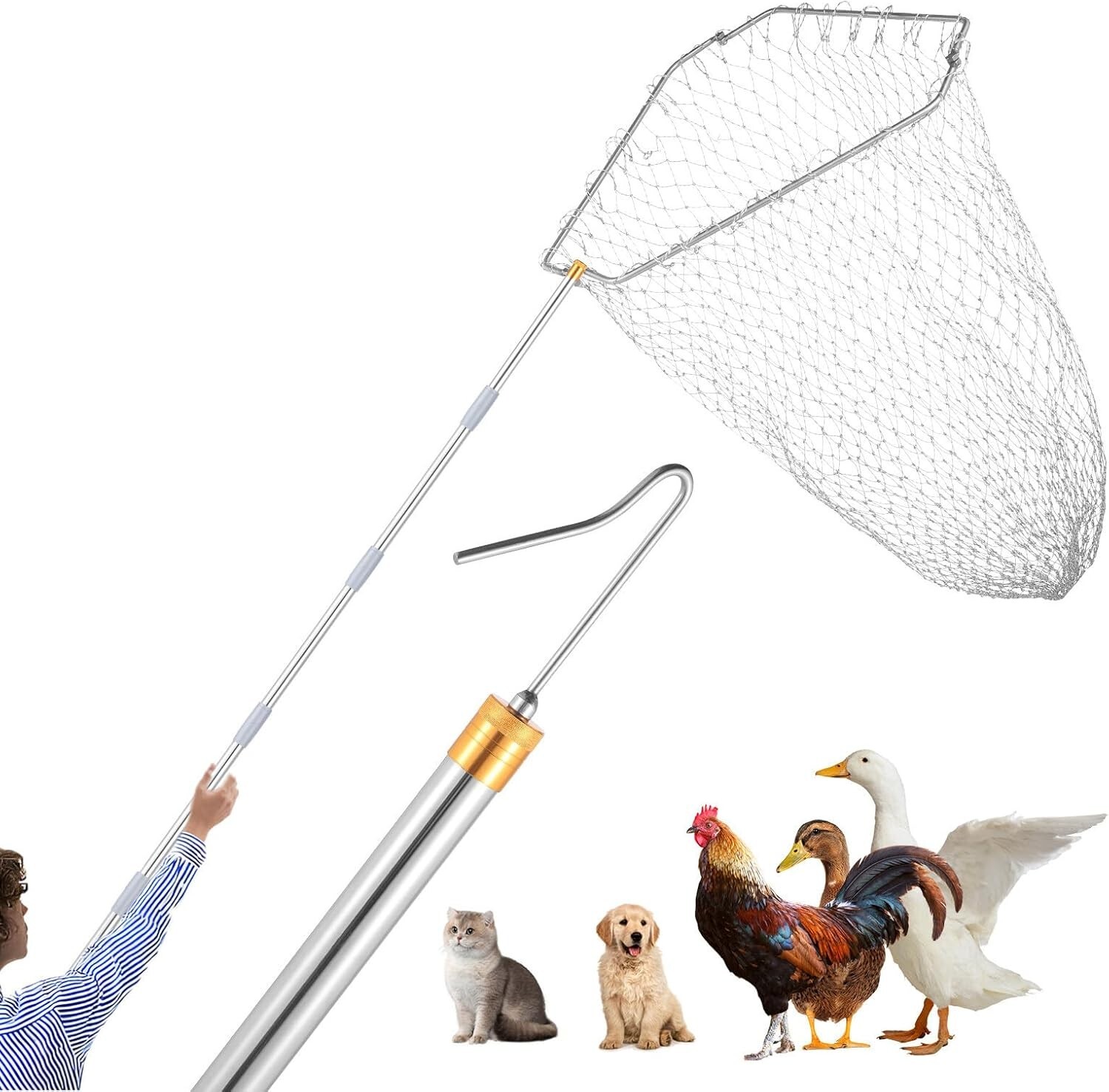 Dayimado Chicken Catcher, 30 to 75 inchs Extra Long Poultry Catching Net for Chi