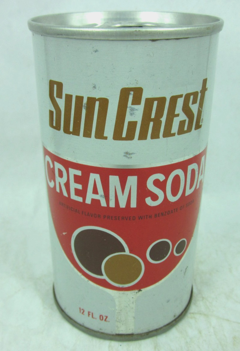 Sun Crest CREAM SODA pop can straight steel bottom opened Moxie Monarch NuGrape