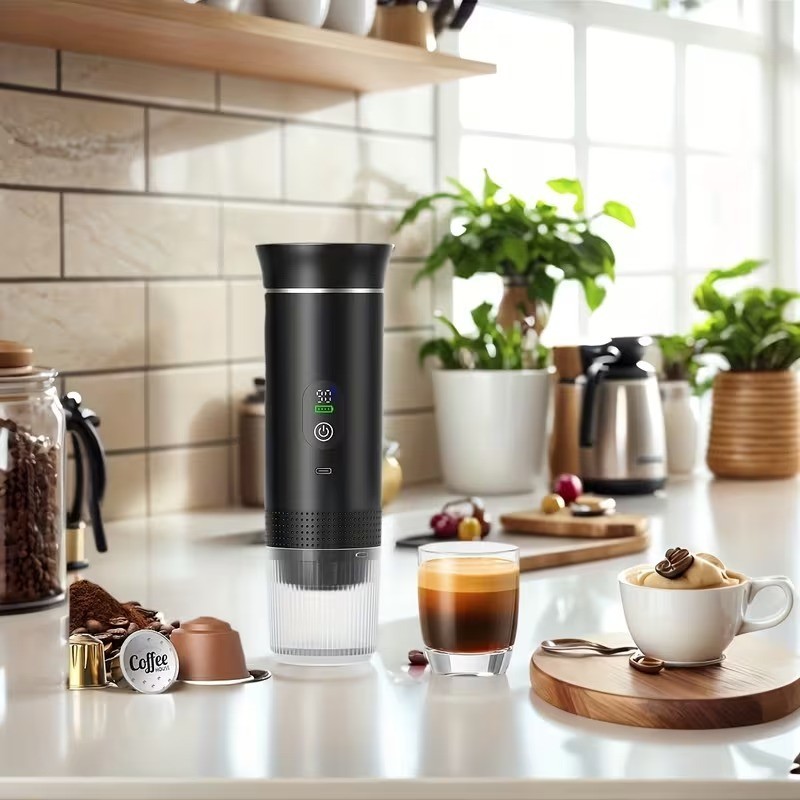 Espresso Coffee Maker - Self Heating, Portable, Rechargeable USB-C & Smart LED