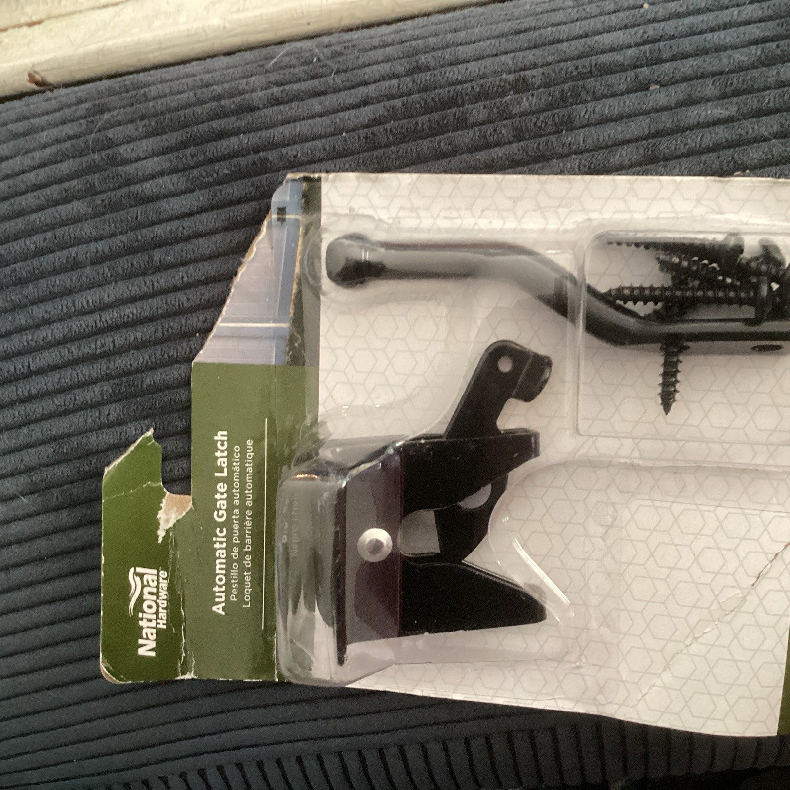 National Hardware N101-121 Self Closing Black Steel Automatic Gate Latch NIB