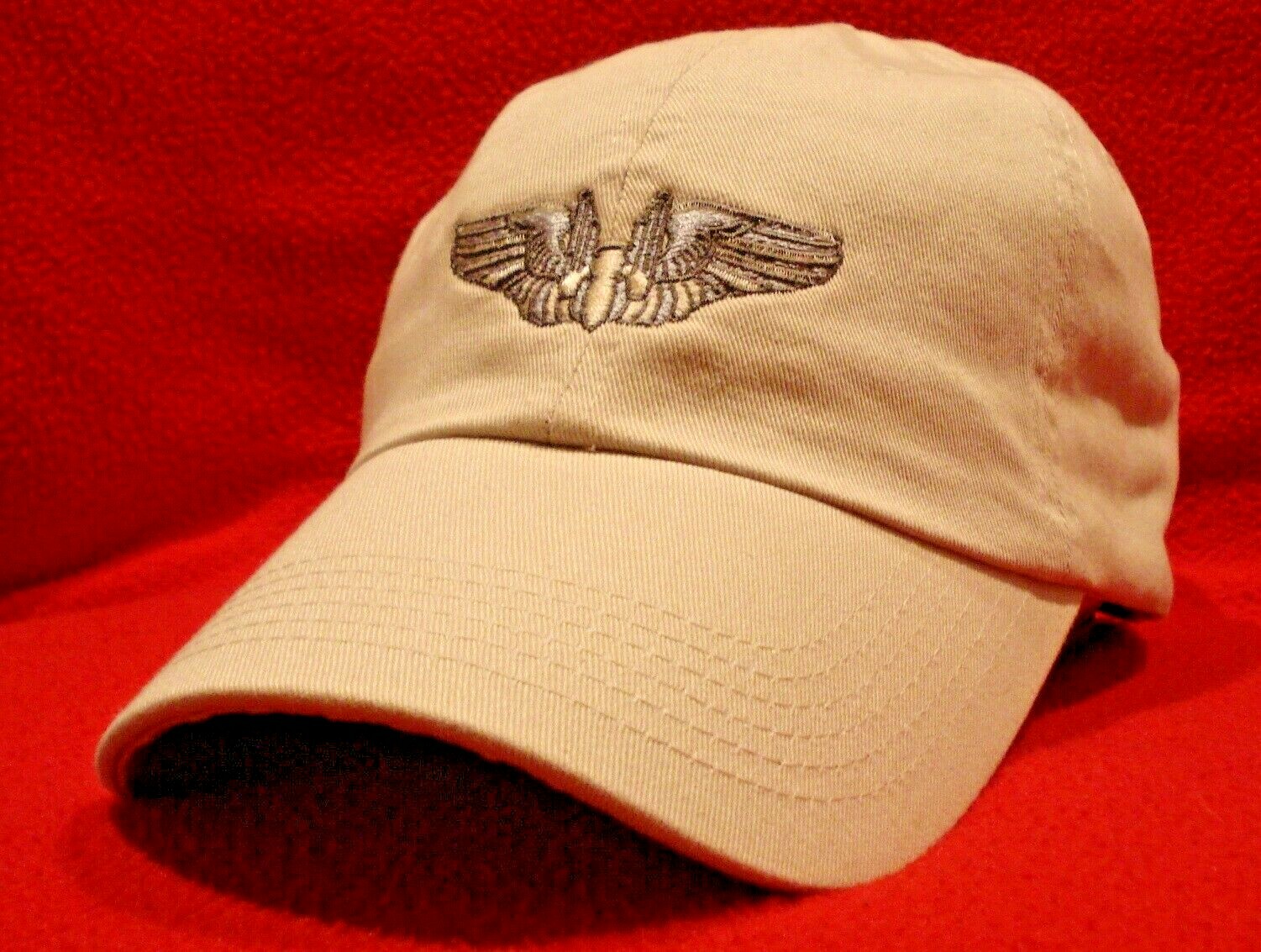 WWII AIR FORCE AERIAL GUNNER WINGS Aviator BALL CAP, Stone / tan low-profile hat