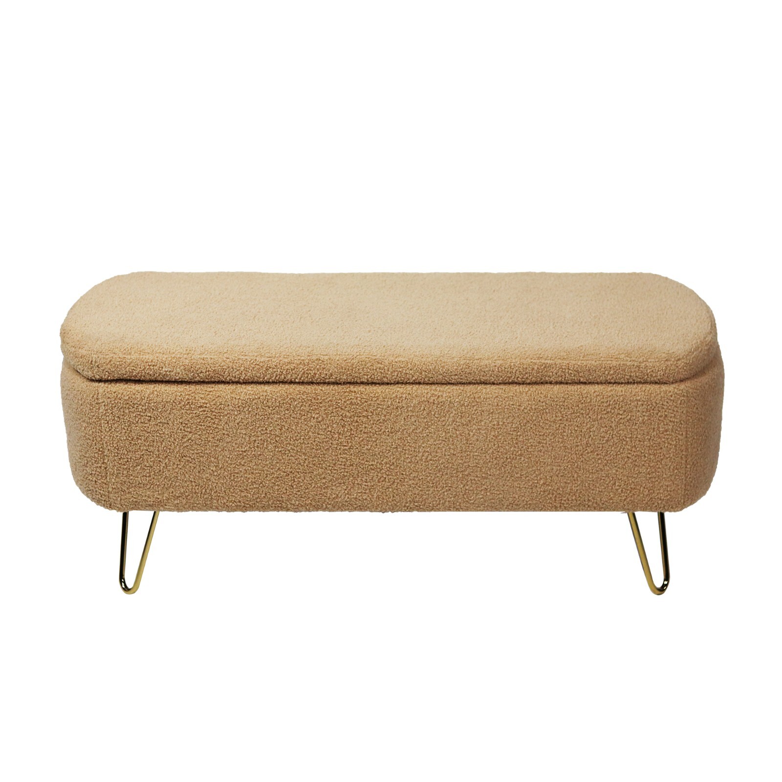 39" Storage Ottoman Bench Bedroom Modern Footrest Stool Seat Hallway Metal Leg