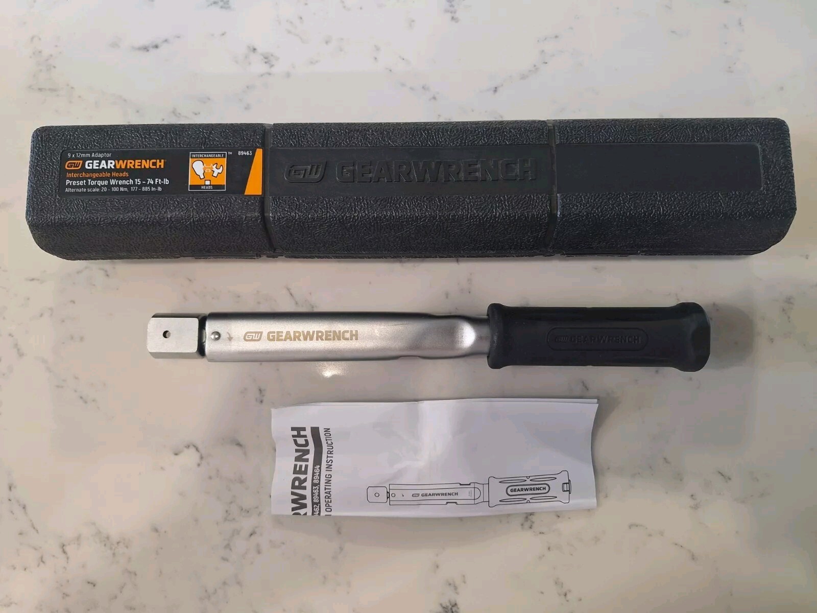 Gearwrench 9mm x 12mm Preset Interchangeable Head Torque Wrench 20-100Nm89463