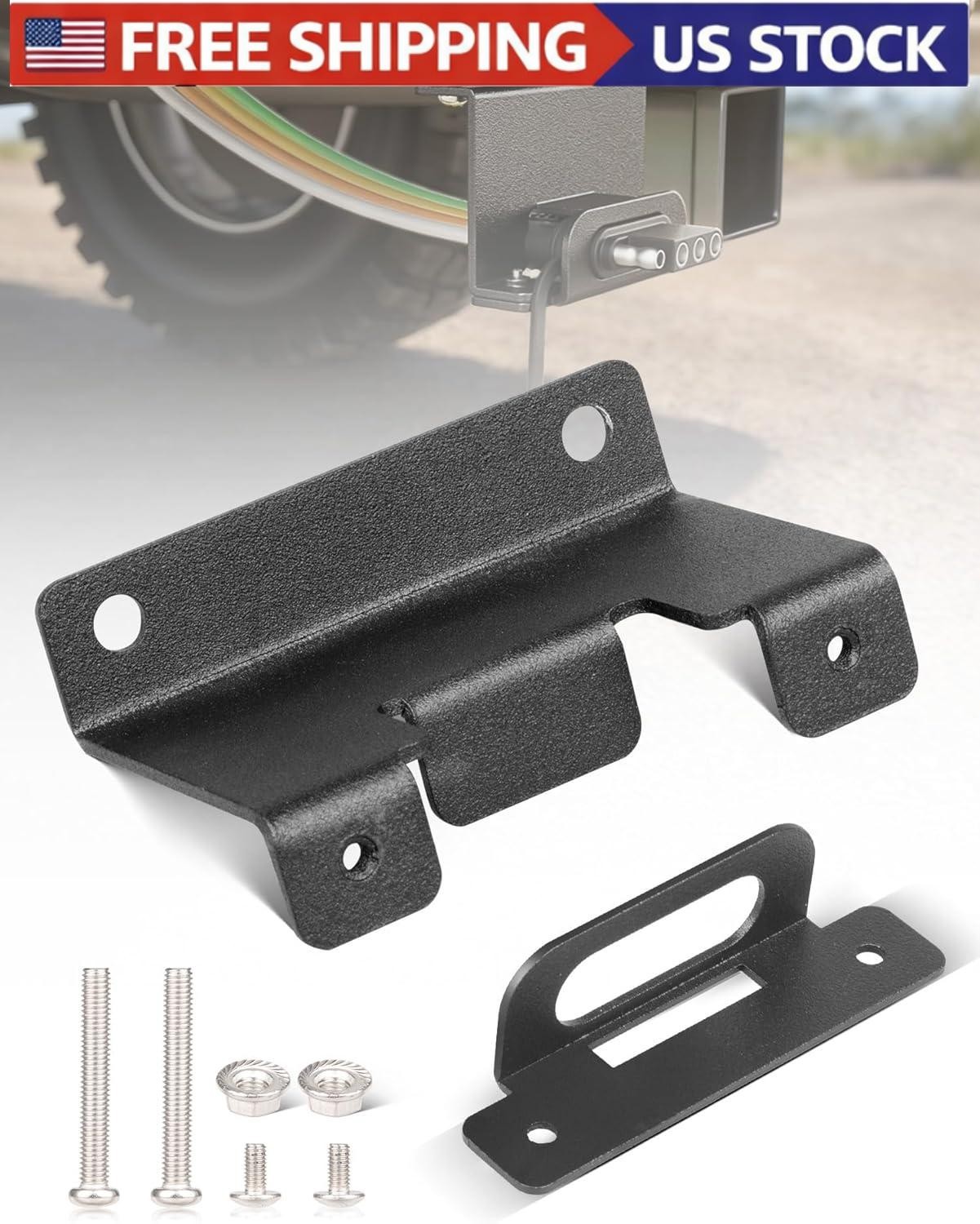Trailer Plug Mount Bracket FOR 4 Pin Flat Connector Hitch Mount Steel