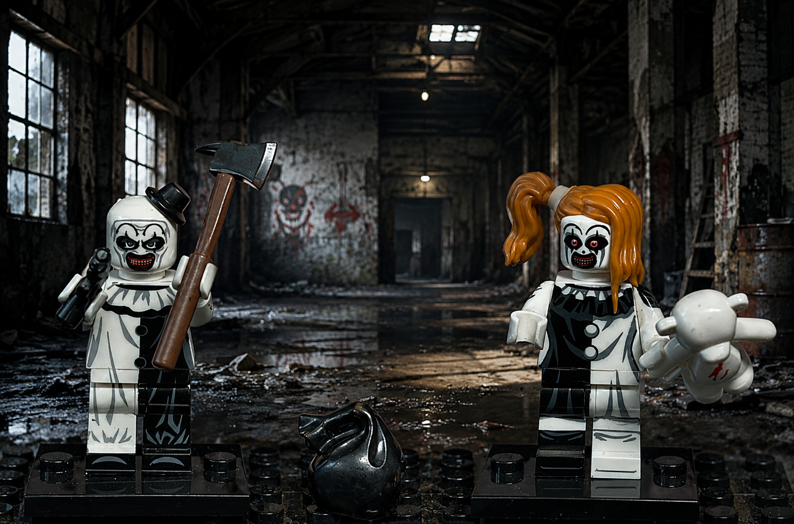 Lego MiniFig Set of 2: Art the Clown and Pale Girl