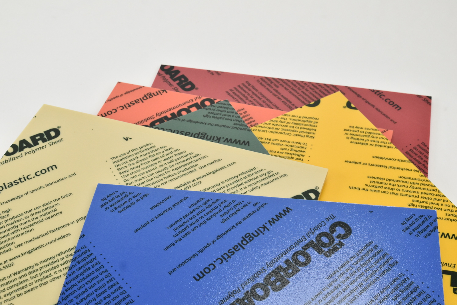 King ColorBoard HDPE Plastic Sheet, Various Sizes, Colors, and Thicknesses