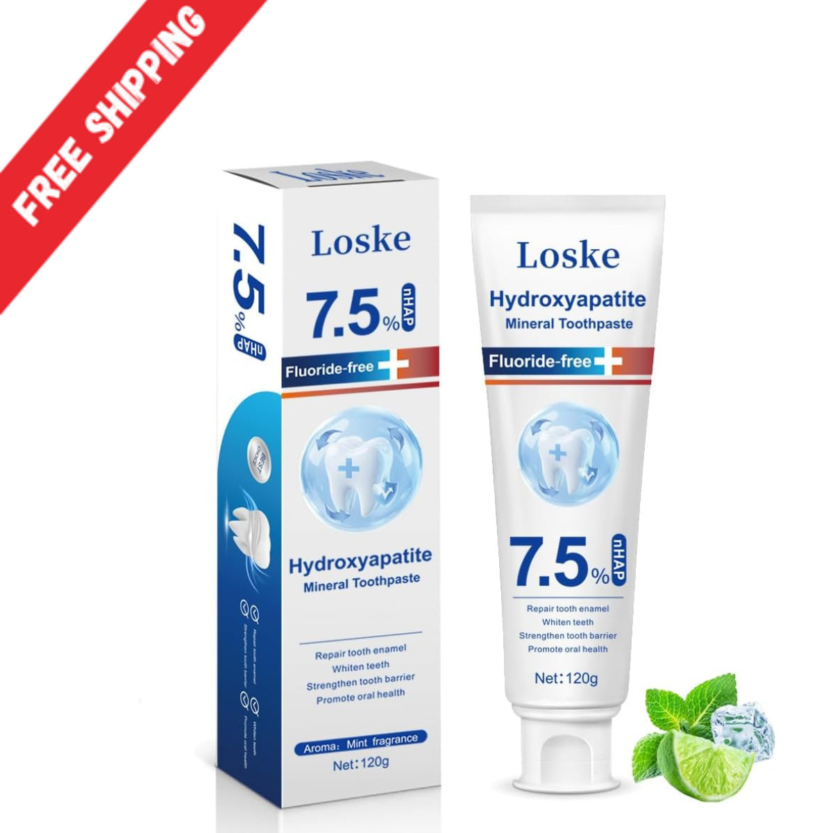 Hydroxyapatite Toothpaste for Stronger Teeth, Natural Remineralization Formula,