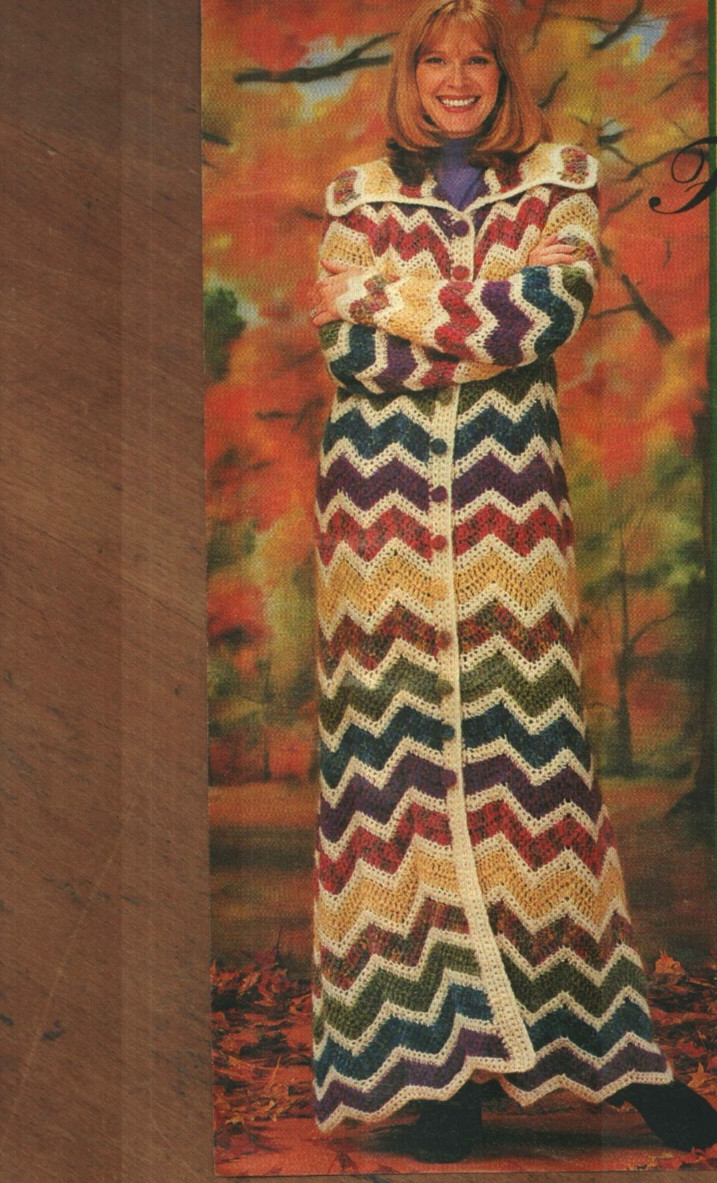 RIPPLE COAT WOMEN'S 3 SIZES DIGEST SIZE CROCHET PATTERN INSTRUCTIONS