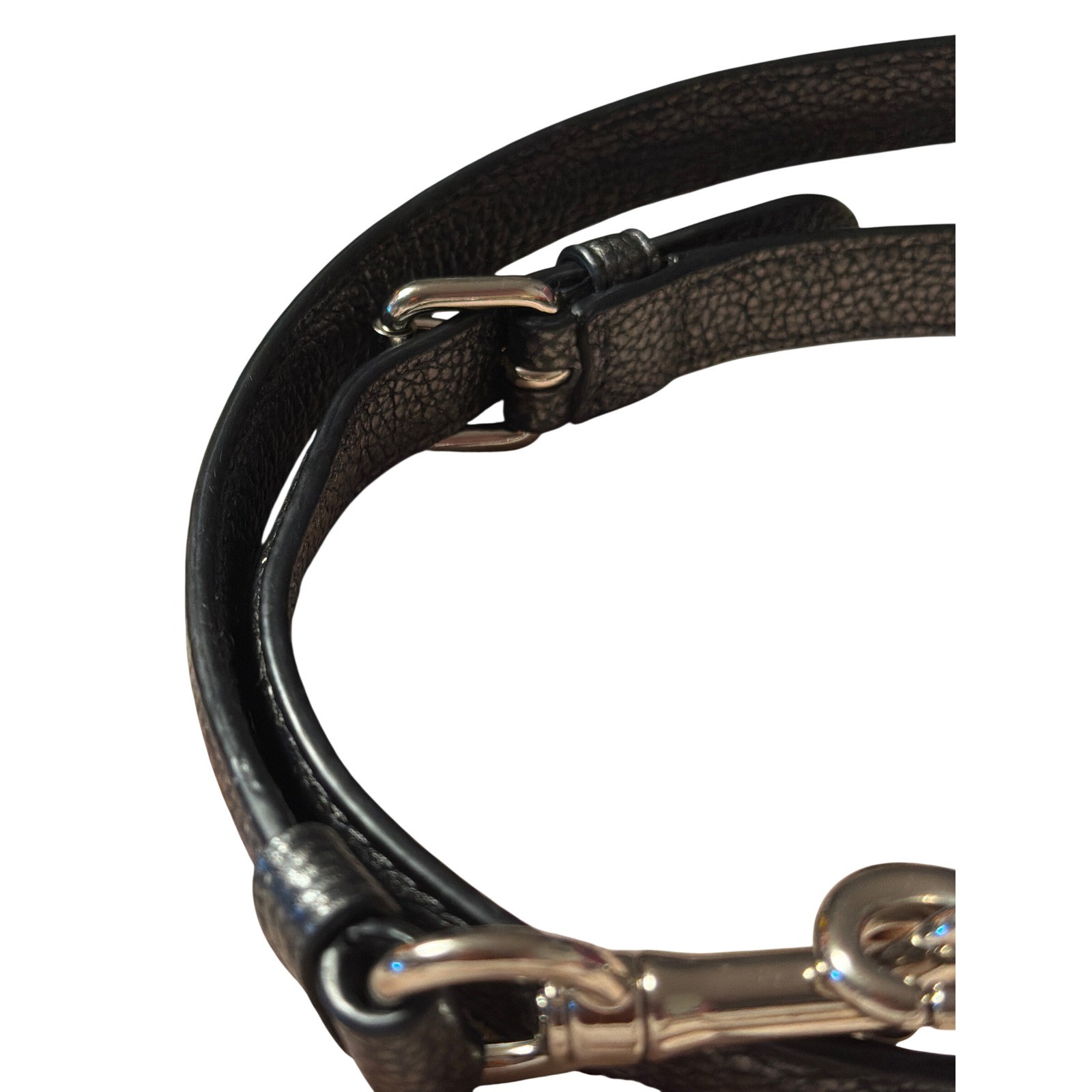 Coach Black Metallic Pebbled Leather Adjustable Crossbody Strap Silver Hardware