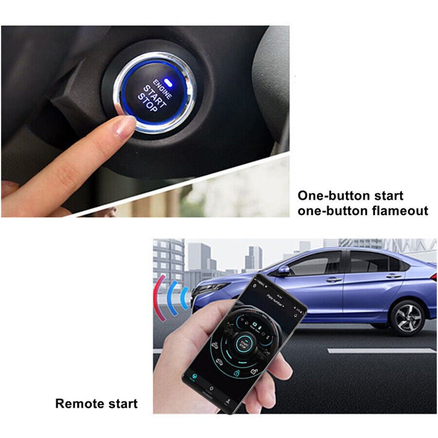 12V Universal Car One-Key Engine ON / OFF Push Button BT-APP Remote Control Kit