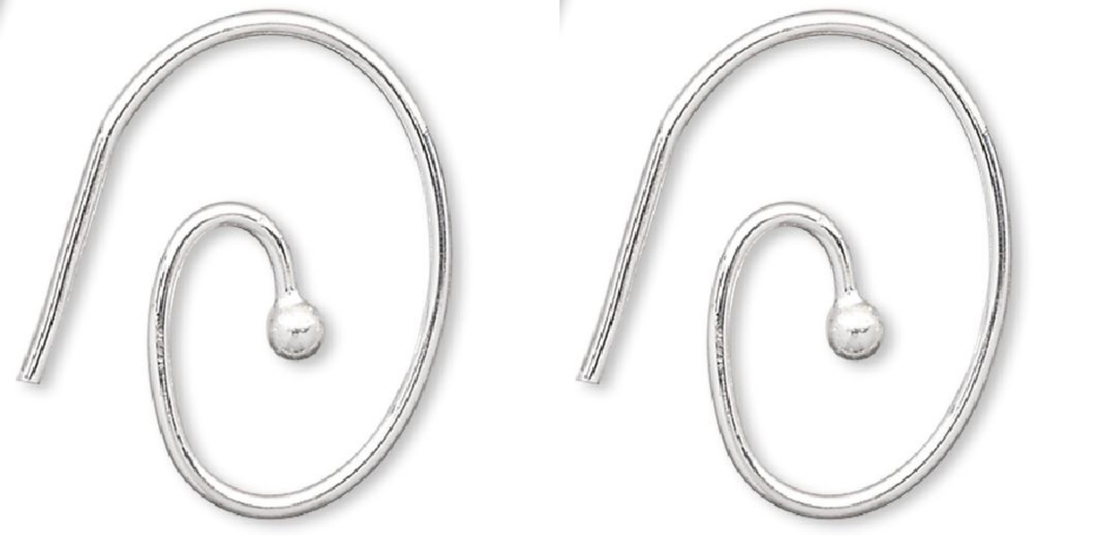 Silver Plated Brass 16x12mm Oval Swirl Open Loop Ear Wire Earrings