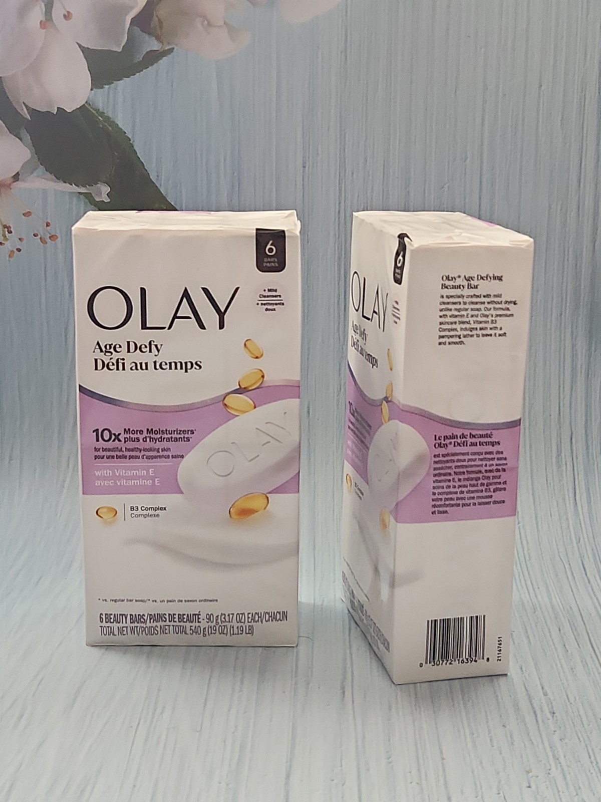Pack of 2 OLAY Age Defy with Vitamin E Beauty Bar Soap, (Total 12 Bars 38 oz)