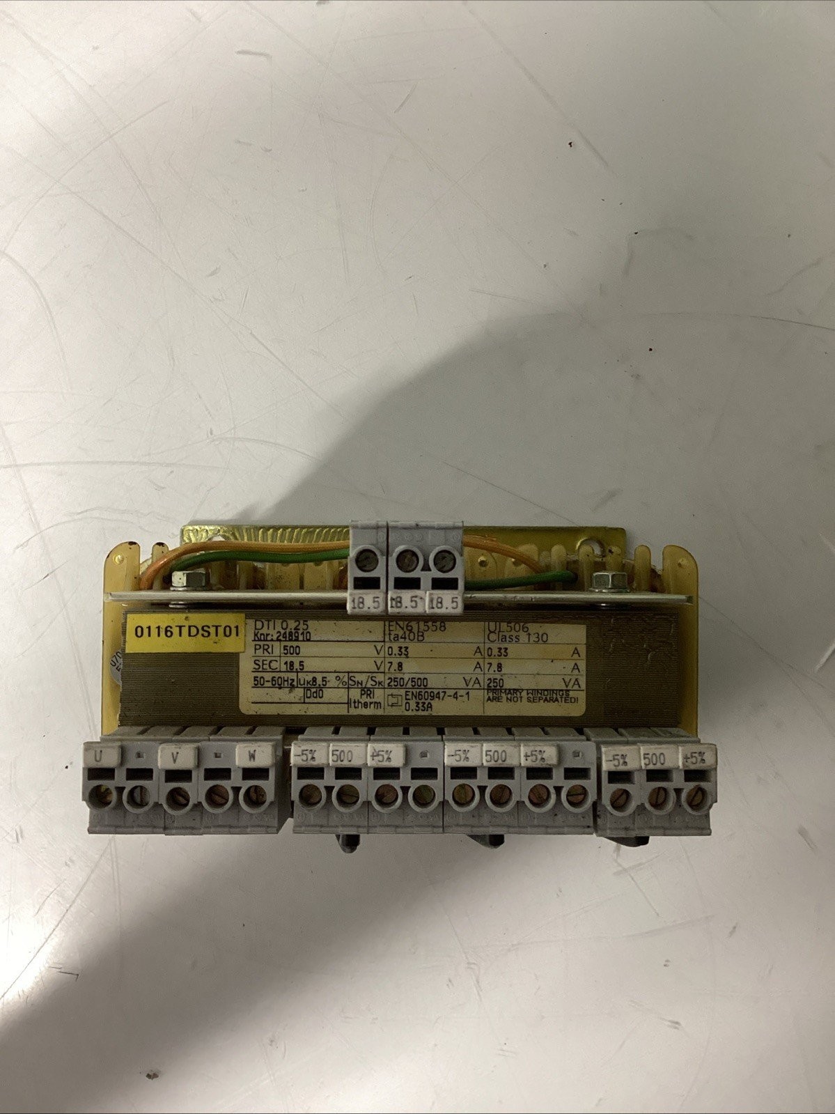 TrafomodernDTI 0.25 3PhaseControlTransformer 500V to 18.5V 250VA KNR248910 S-813