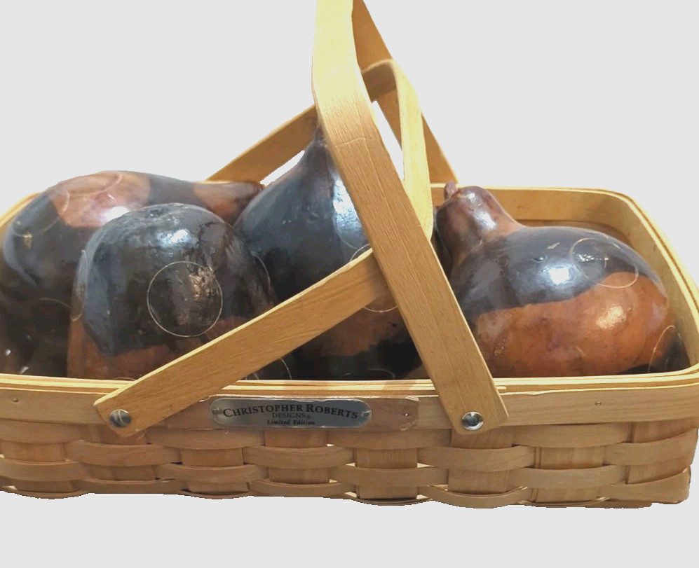 Decor Boho Christopher Roberts Designs Market Basket /Gourds Rustic Farmhouse