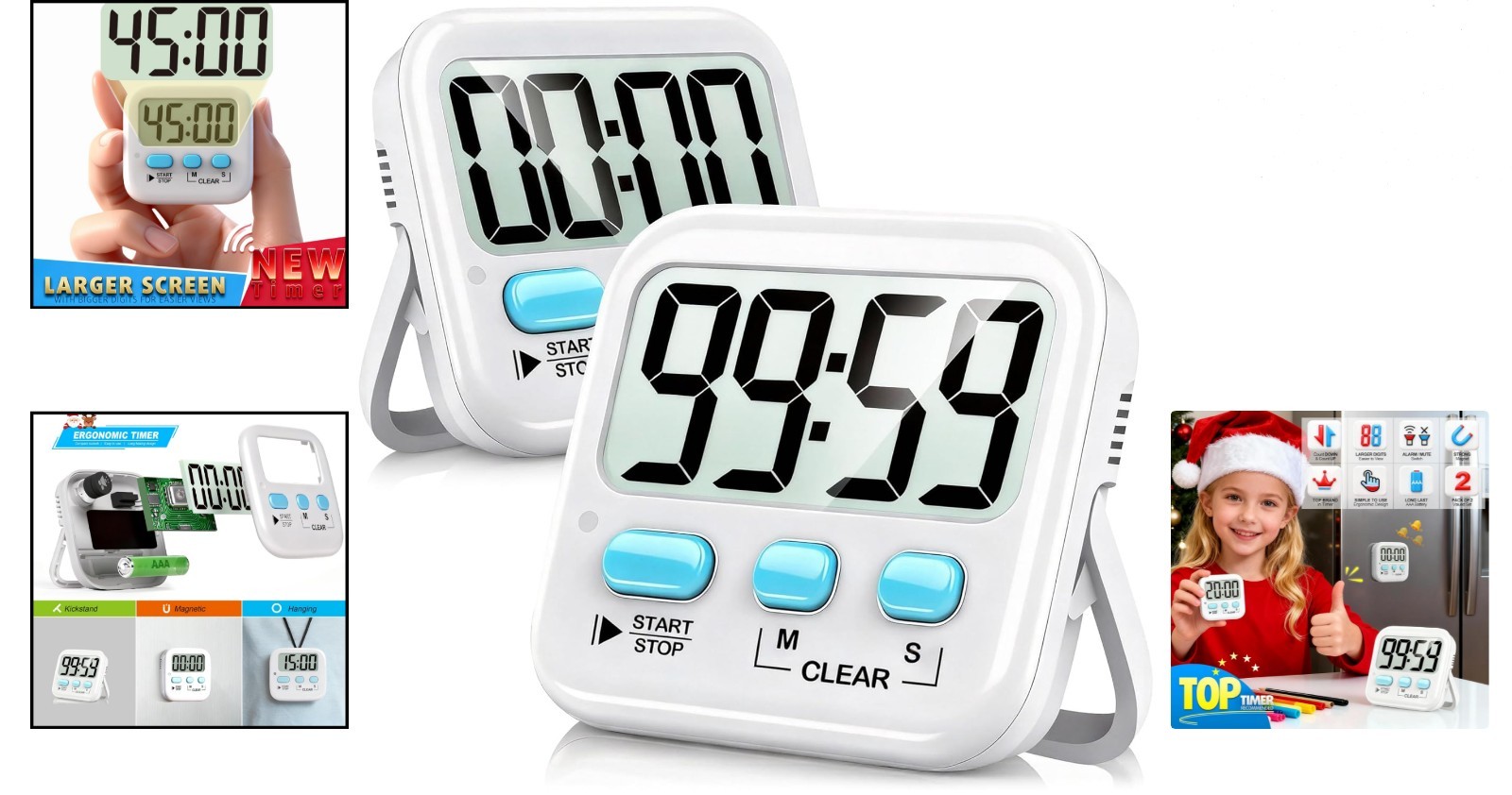 Versatile 2-Pack Countdown Timers for Cooking, Study, and Kids Activities