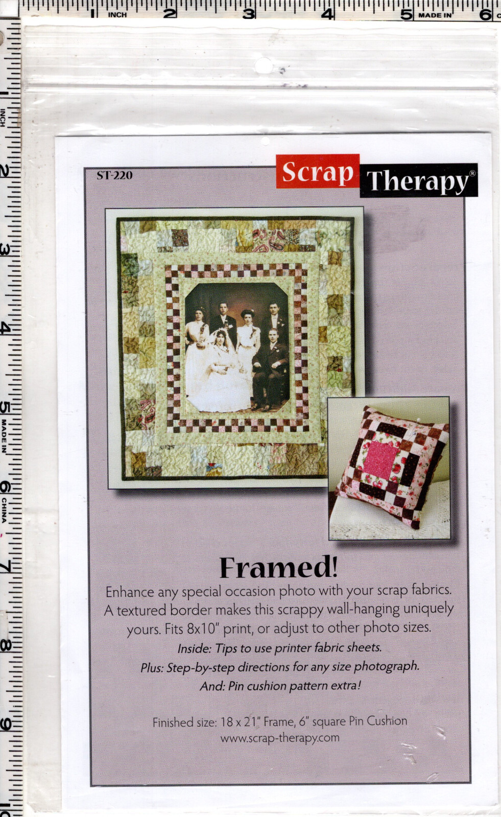 "Framed!" ©2010 Joan Ford Scrap Therapy Sewing Quilting Pattern # ST-220 UNCUT