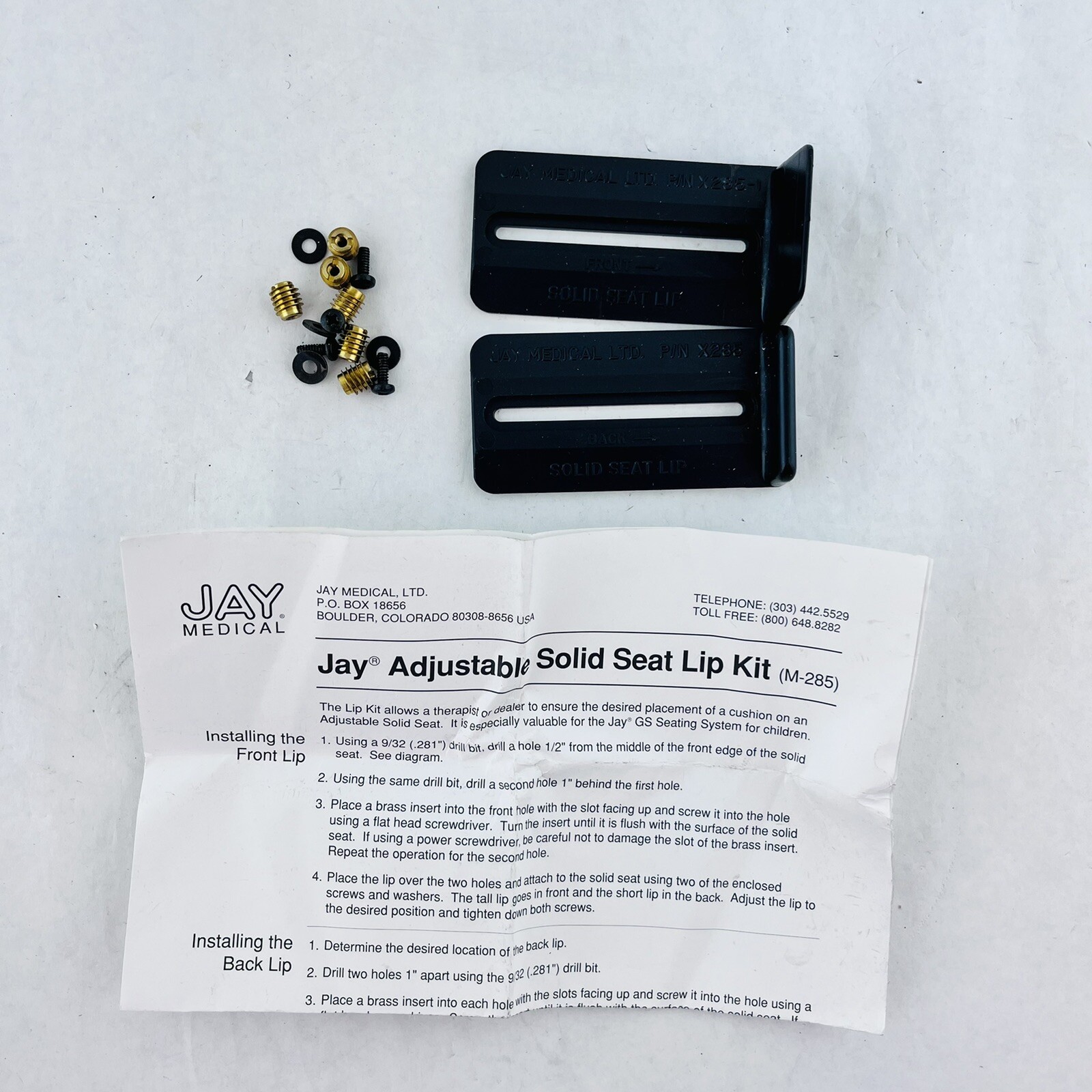 Jay Medical Adjustable Solid Seat Lip Kit M-285 Black