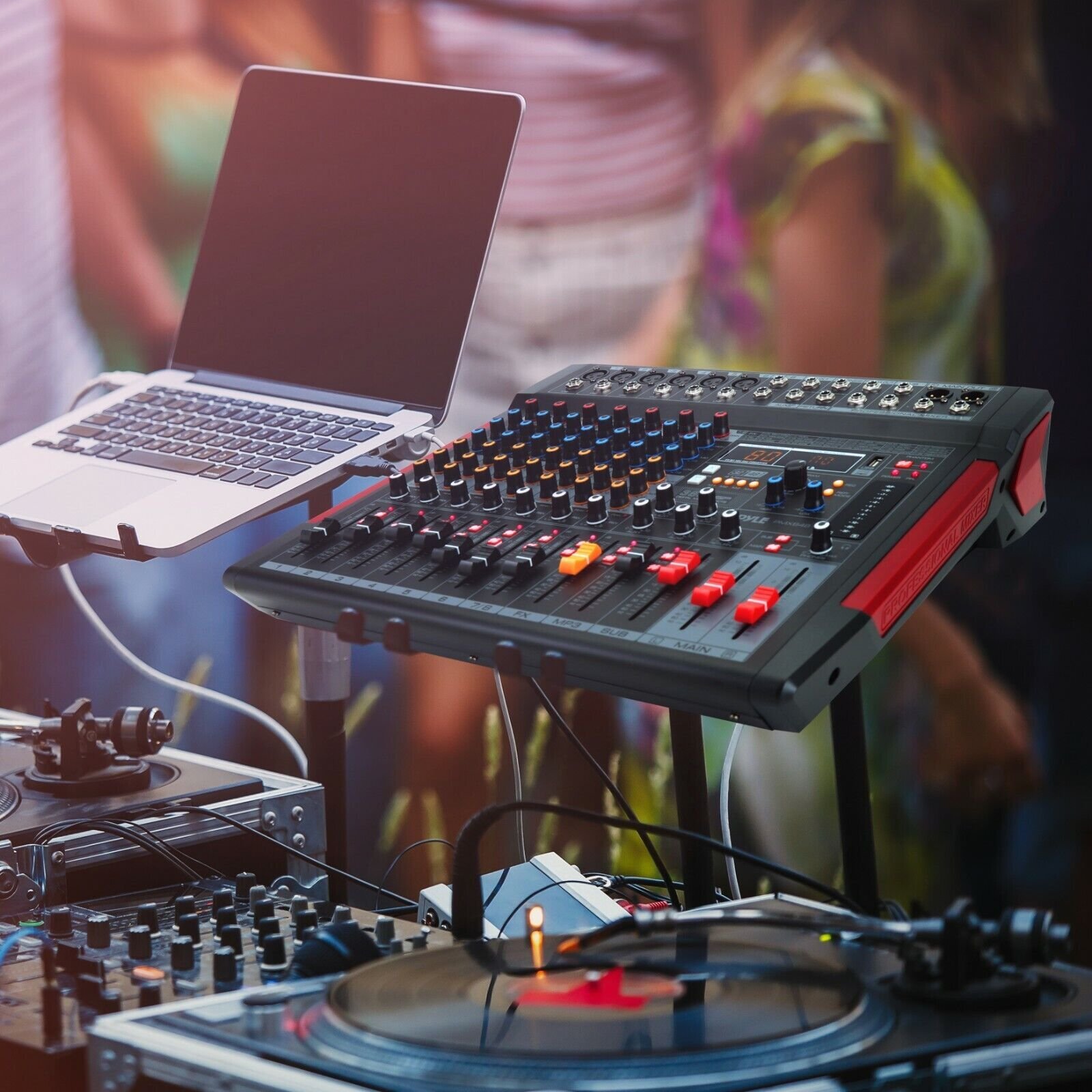 Pyle 8Ch DJ Controller Sound Mixer w/380 DSP Effects