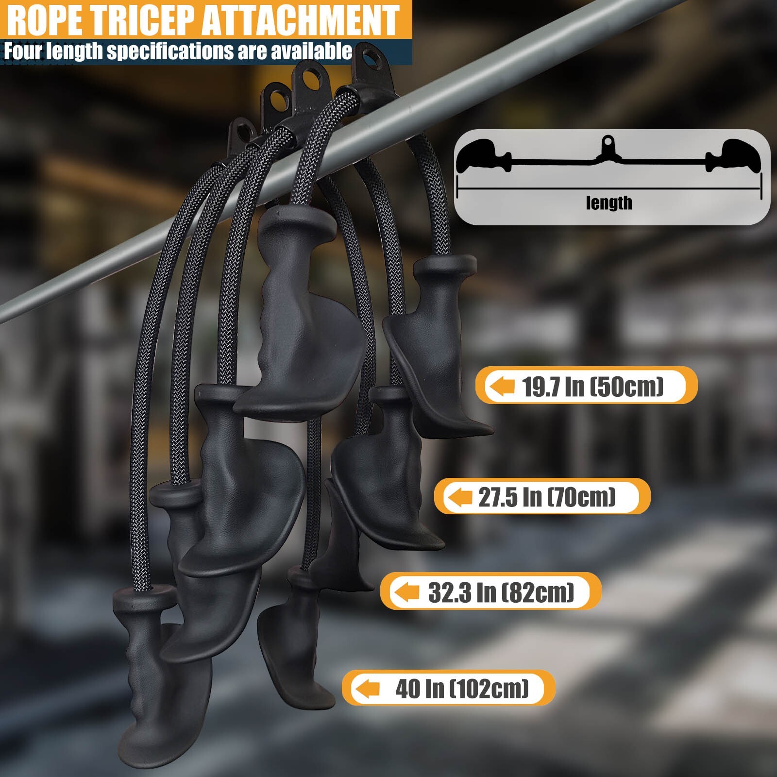 Upgraded 70cm/27" Extra Long Triceps Rope Pulldown Cable Attachments for Gym Bar