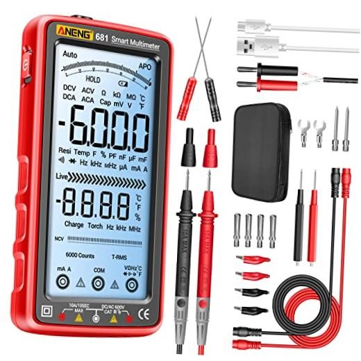 Digital Multimeter Tester Auto-Ranging TRMS 6000 Counts 681 Backlit Screen