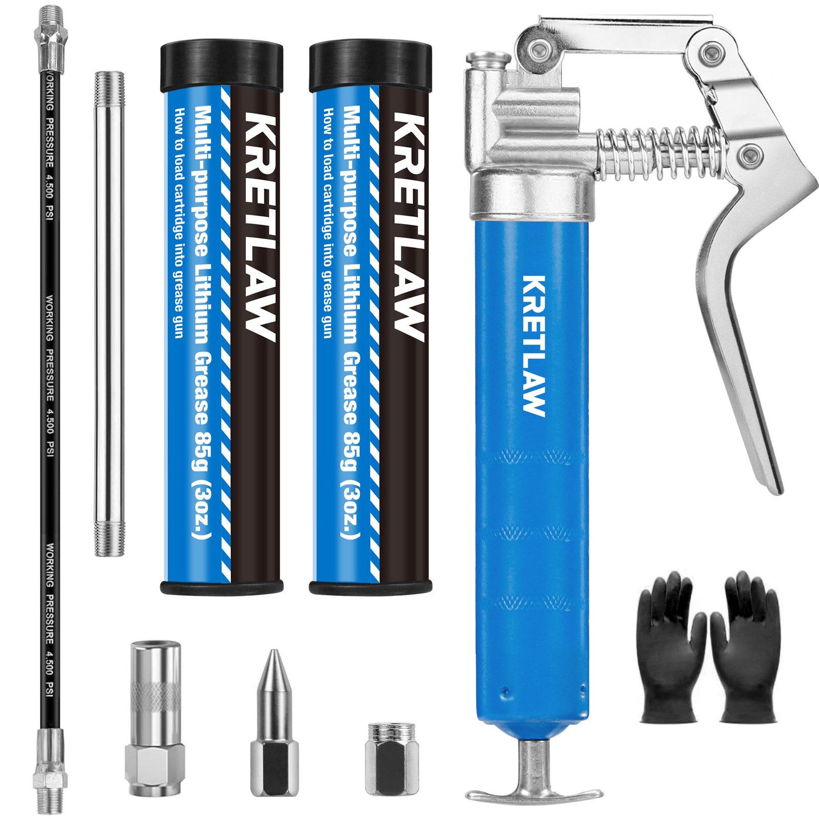 Mini Grease Gun 3000PSI 12 Flex Hose Reinforced Coupler Automotive Marine