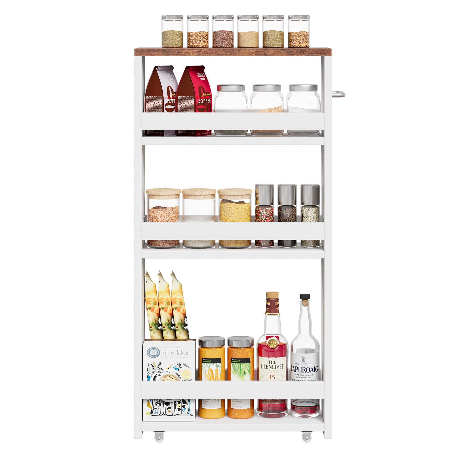 Rolling Kitchen Storage cart on Wheels for Small Spaces 4-Tier Laundry Cart Slim
