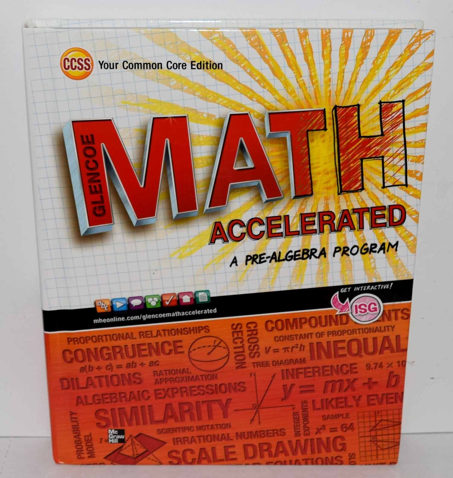 Glencoe Math Accelerated PRE-ALGEBRA 2014 Student Textbook FREE SHIPPING !!