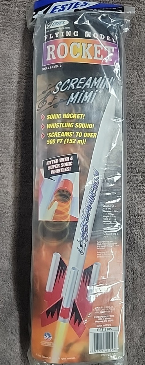 Estes Screamin’ Mimi #2185 NOS. OOP. Flying Model Rocket Kit Free Shipping!