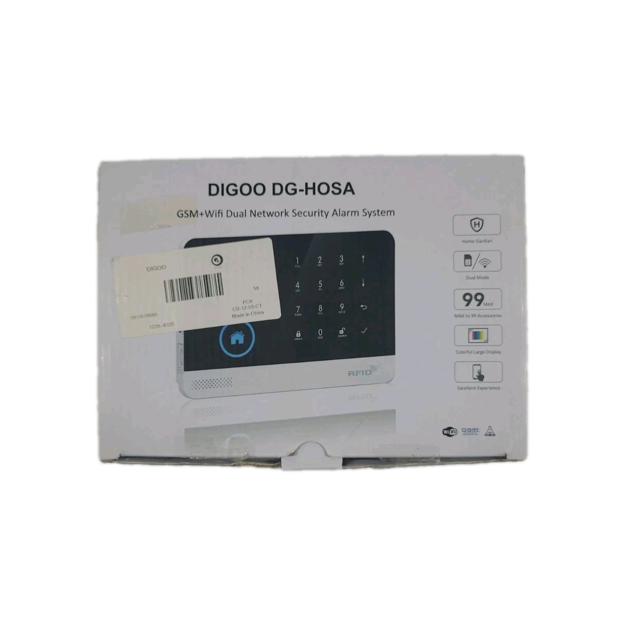 Digoo DG-HOSA Wi-Fi Touch Screen Alarm w/ Keypad Sensors and Remote Tested.