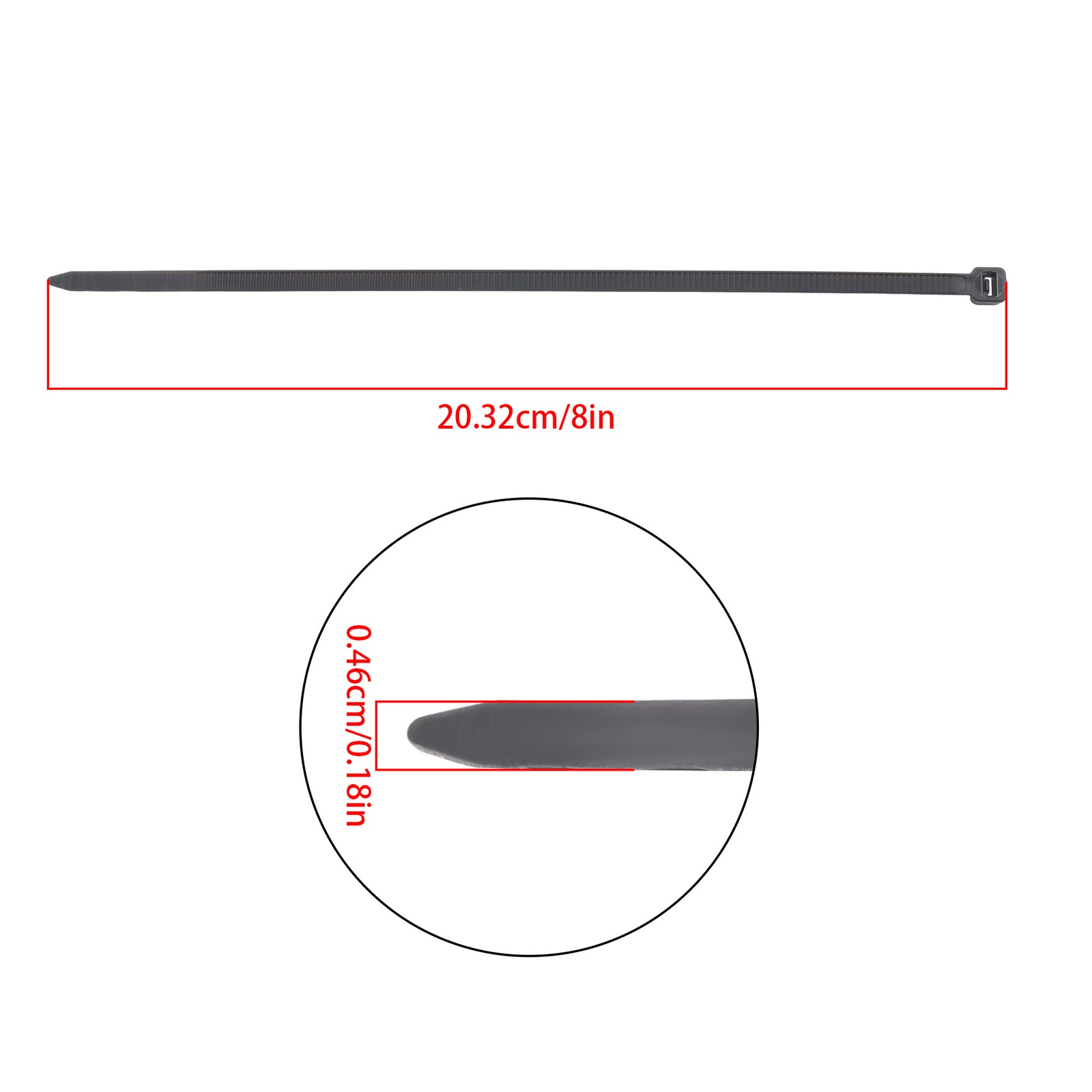 8 Inches, 65 lb Tensile Strength, Self-locking Nylon Cable Ties, Black, 1200Pcs