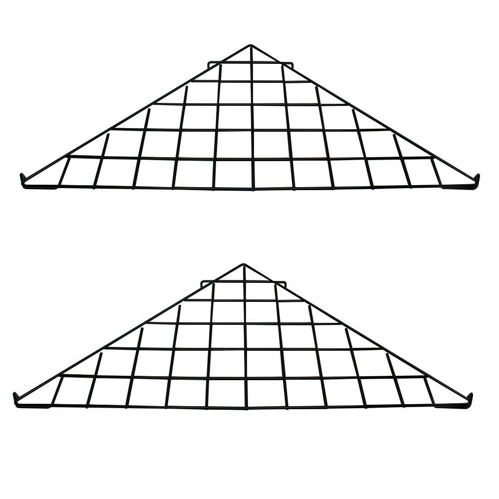 Black Corner Triangle Wire Grid Shelf Slat Grid 24" x 24" x 32"