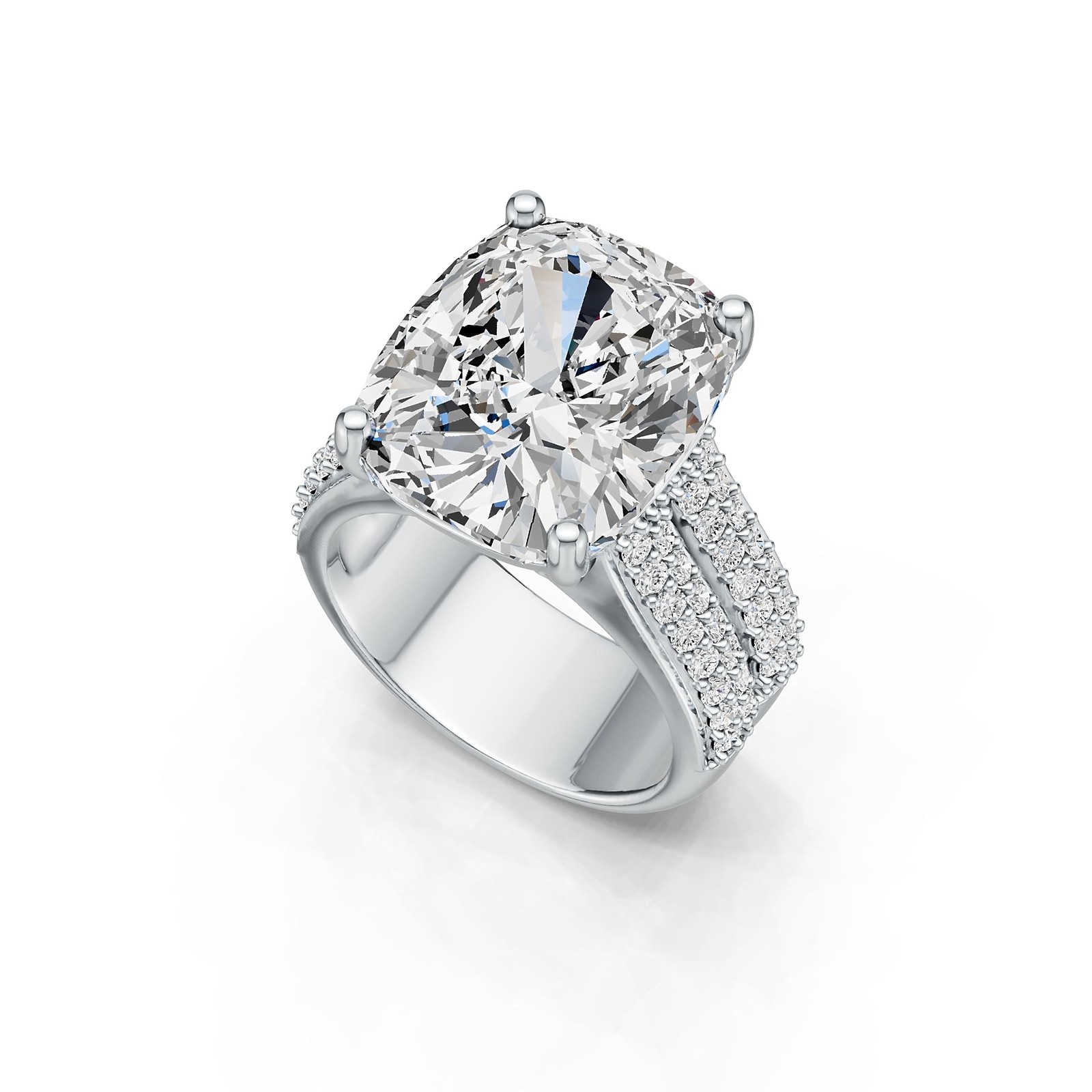 Sterling Silver Semi Mount Ring Setting Cushion CU 14X12mm with White Topaz